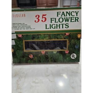Vintage Everglow 35 Fancy Flower Lights Indoor Outdoor Christmas String Lighting